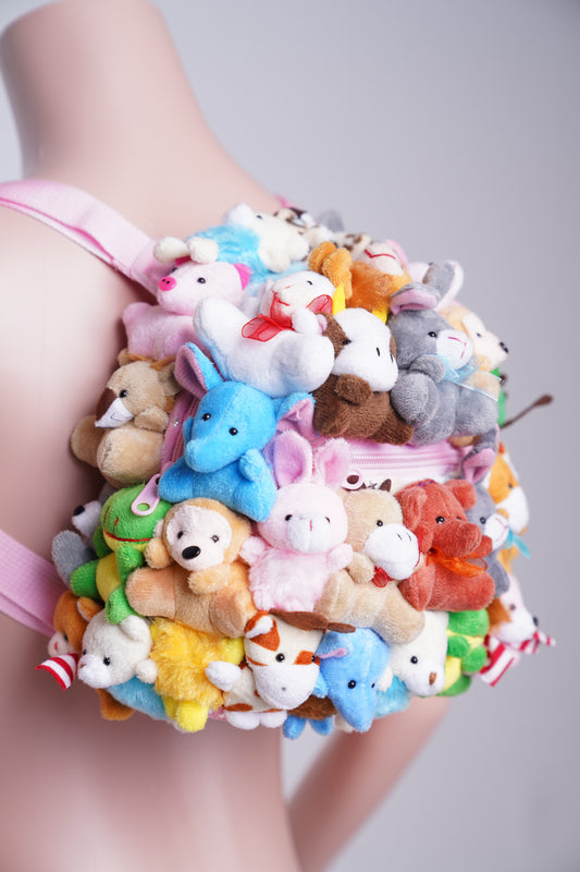 Clush Apparel Hello Kitty Cotton Candy Stuffed Animal Plushie Mini Backpack – Kawaii Purse for Festivals Concerts Holidays *Handmade*