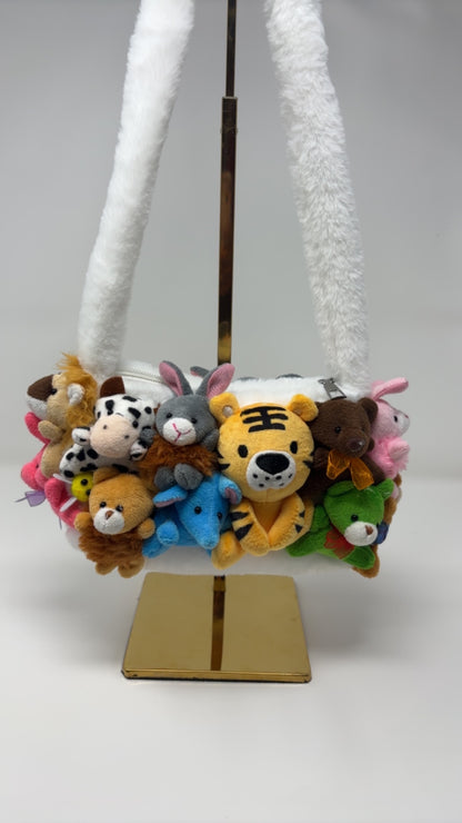 Clush Apparel White Plush Stuffed Animal Clutch Purse – Kawaii Anime Festival Bag Holidays Birthday Gifts HANDMADE