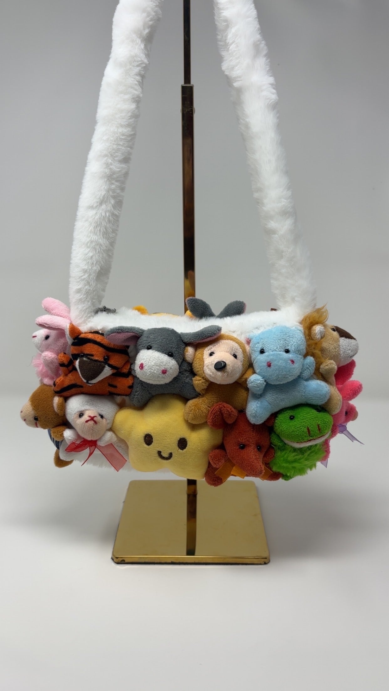 Clush Apparel White Plush Stuffed Animal Clutch Purse – Kawaii Anime Festival Bag Holidays Birthday Gifts HANDMADE