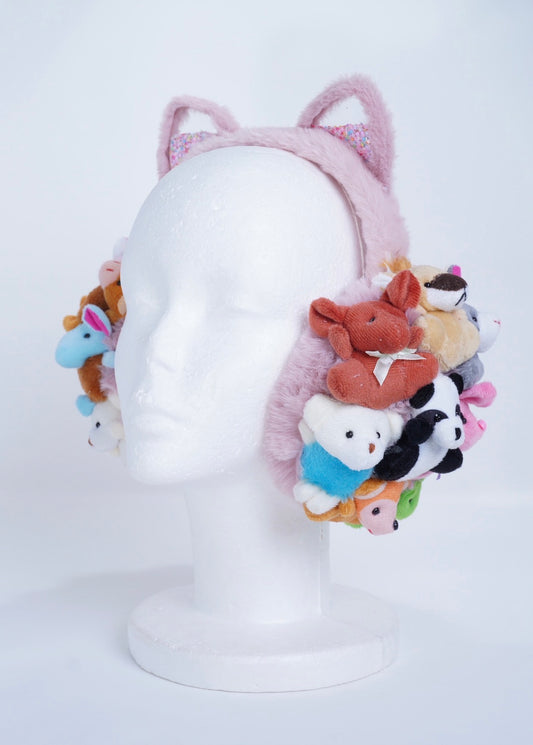 Clush Apparel Stuffed Animal Earmuffs with Glitter Cat Ears – Festival Accessory Ear Warmers *Handmade*