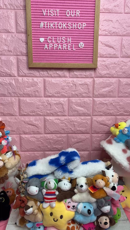 Clush Apparel Plush Stuffed Animal Clutch Purse – Blue Flower Bag, Handmade Quirky Kawaii Festivals Birthday Gifts Holidays Handmade