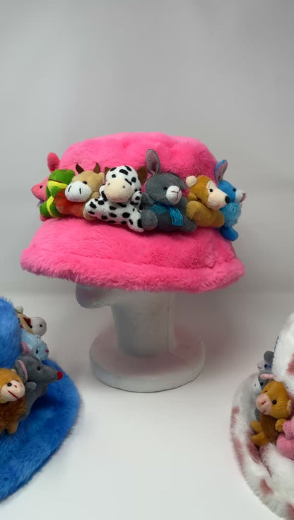 Clush Apparel Stuffed Animal Bucket Hat – Handmade Teddy Bear Birthday Gifts Holiday Festivals Concerts Kawaii