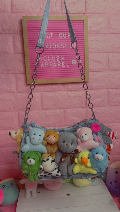 Clush Apparel Jeaned Denim Clutch Purse – Kawaii Anime Festival Bag *Handmade*